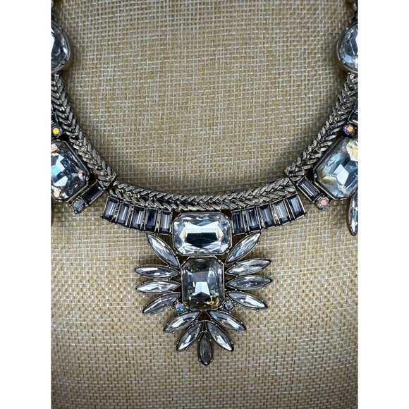 Loft Silver-Tone Crystal Statement Necklace With Rhinestone Accents - Picture 2 of 15